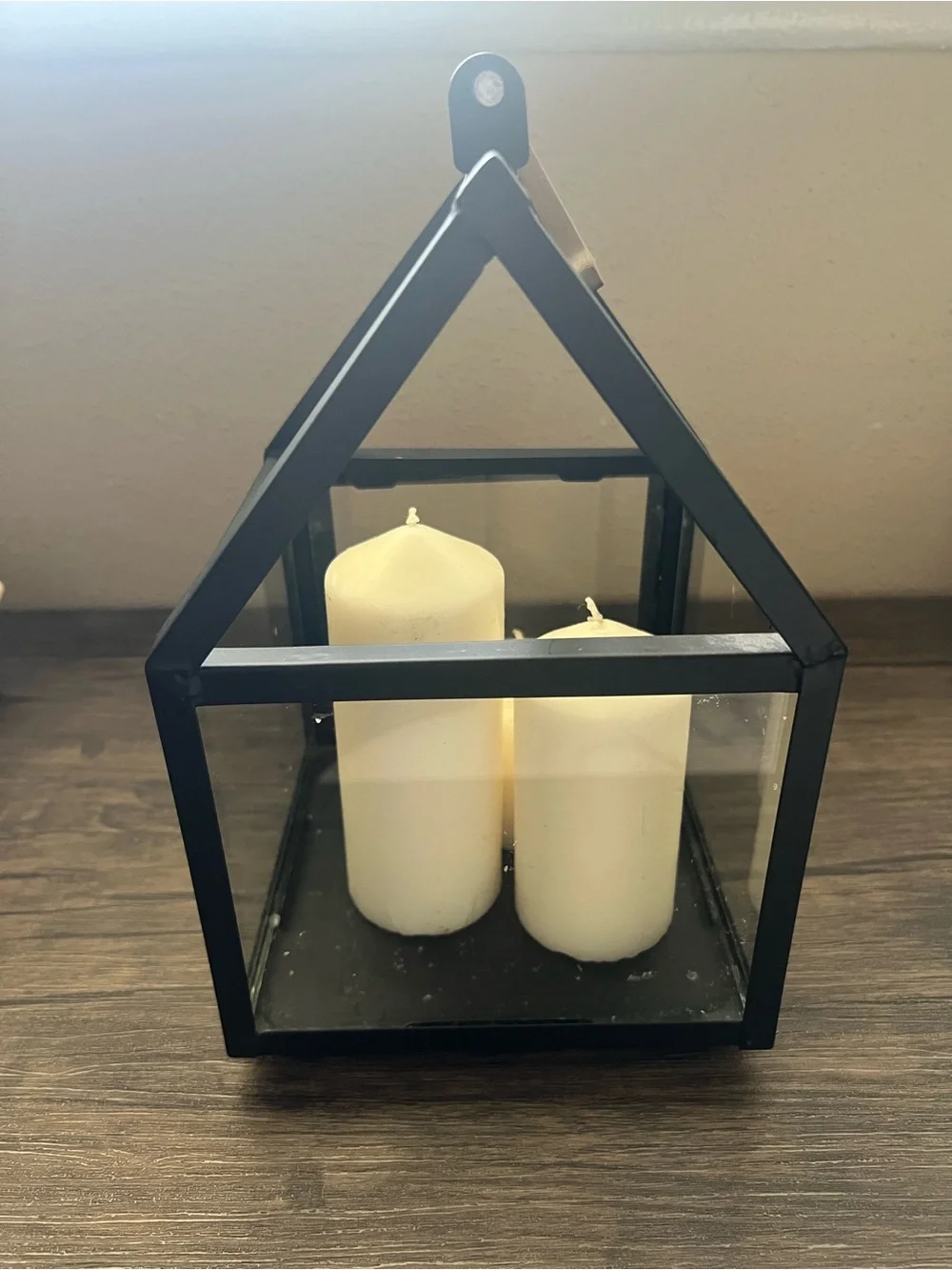 Hearth & Hand Black Metal and Gold-Accent Glass Lantern